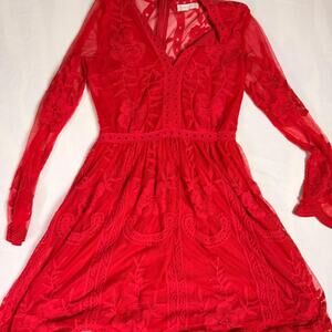 Romantic red lace dress with